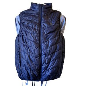 Heated Puffer Vest Changeown Sleeveless Blue USB Zip Mens XS S Snowboard Ski